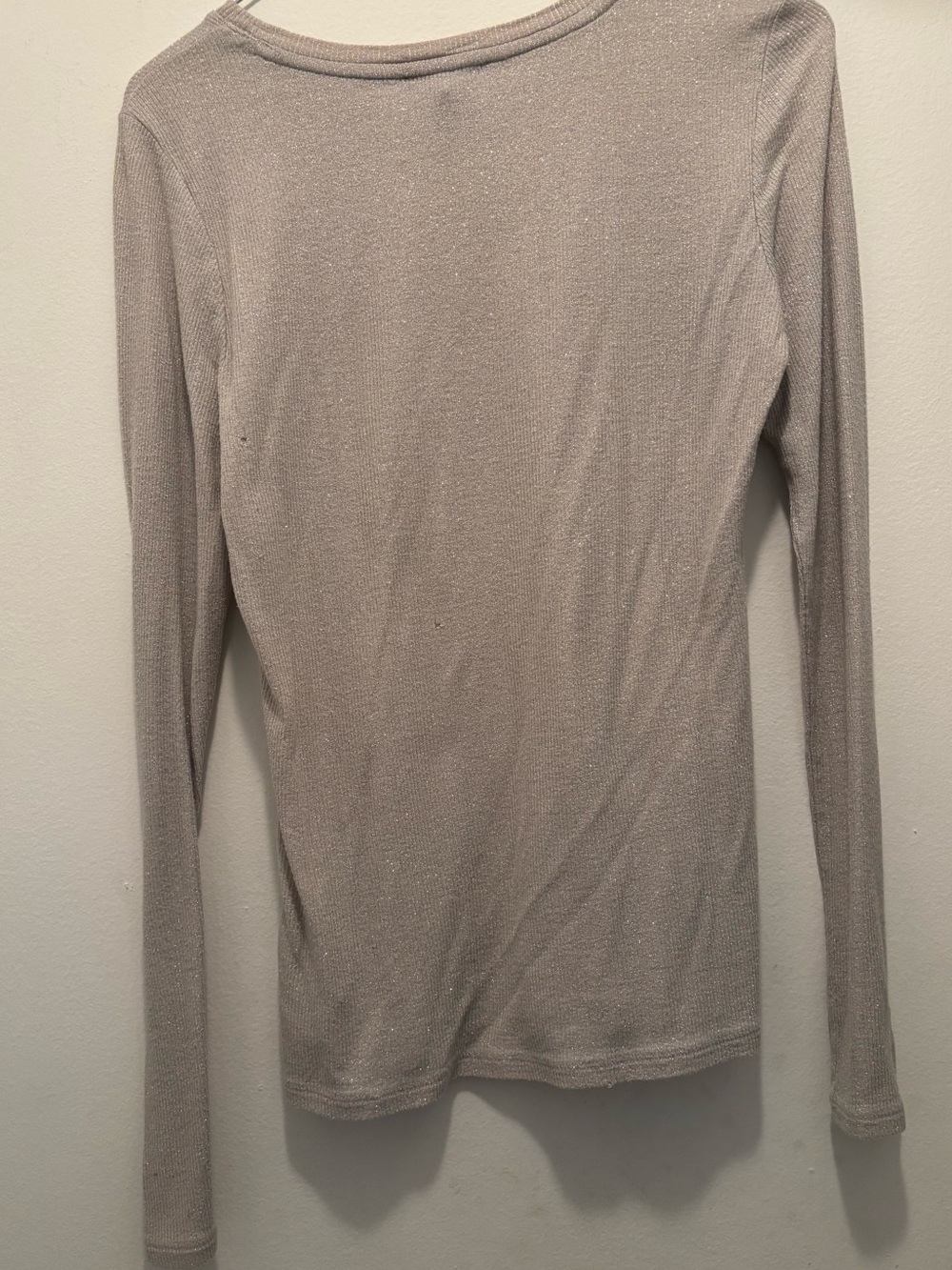Express Women's Long-Sleeve Shimmer Crewneck Top - silver/white